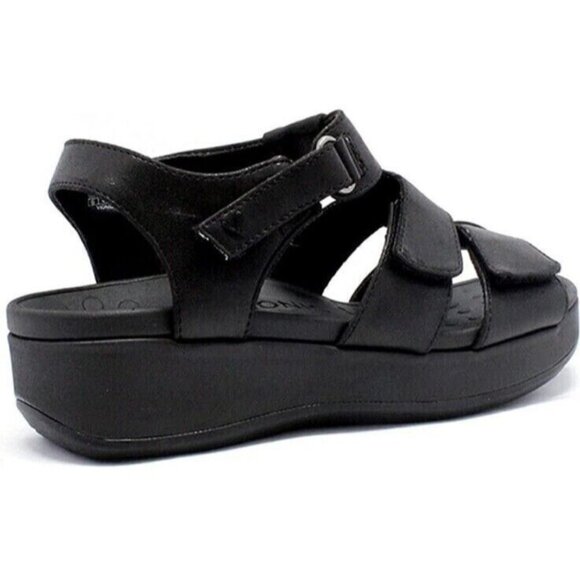 VIONIC Sandals Womens 5 Wide Tami Platform Wedge Metallic Black New - Picture 2 of 3